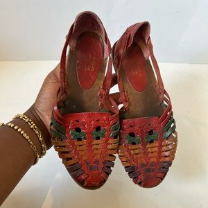 Vintage style made in Brazil size 6 multi colour sandals…